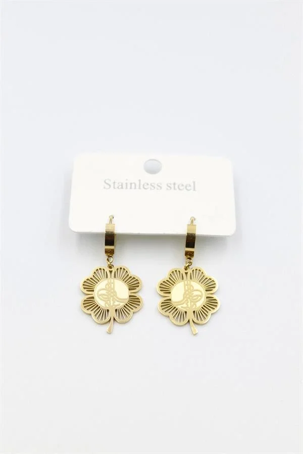 Tuğra Yonca Küpe - Altın