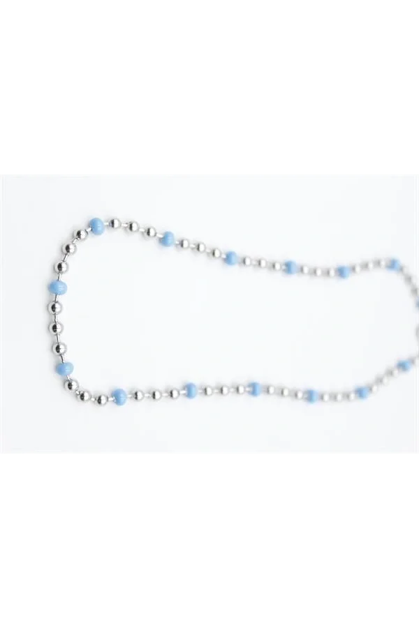 Turkuaz Boncuk Kolye - Gümüş
