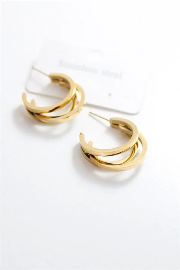 Üç Halkalı Küpe - Altın