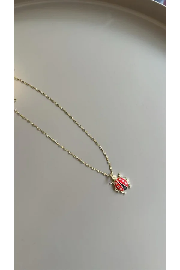 Uğur Böceği Kolye - Kırmızı