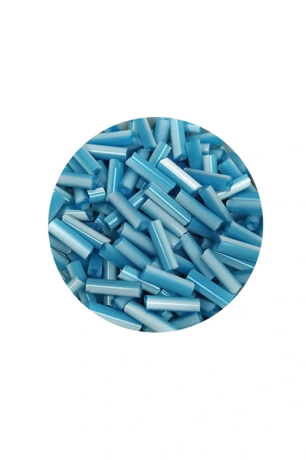 Uzun Boru Kesme Boncuk Çap 2mm Uzunluk 10 mm - 20 Gram - Açık Mavi Beyaz - BNC240