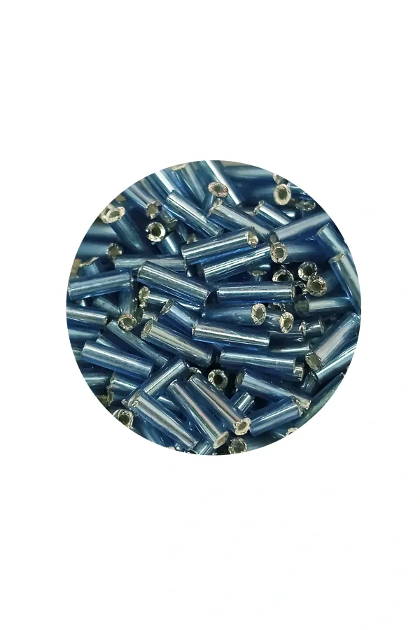 Uzun Boru Kesme Boncuk Çap 2mm Uzunluk 10 mm - 20 Gram - Camgöbeği Mavi - BNC228