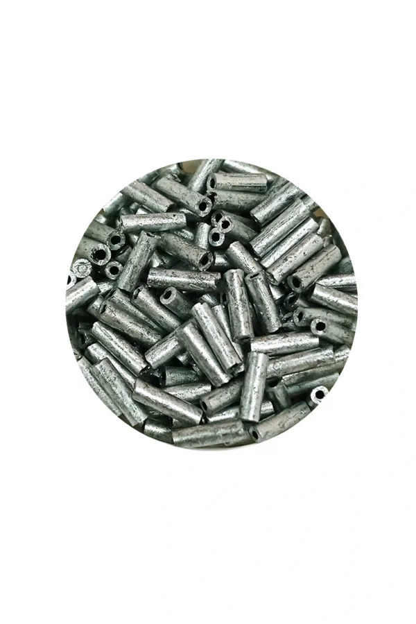 Uzun Boru Kesme Boncuk Çap 2mm Uzunluk 10 mm - 20 Gram - Desenli Gümüş - BNC244