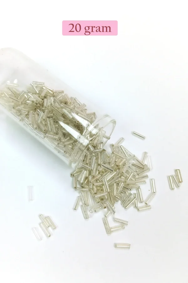 Uzun Boru Kesme Boncuk Çap 2mm Uzunluk 10 mm - 20 Gram - Gümüş - BNC232