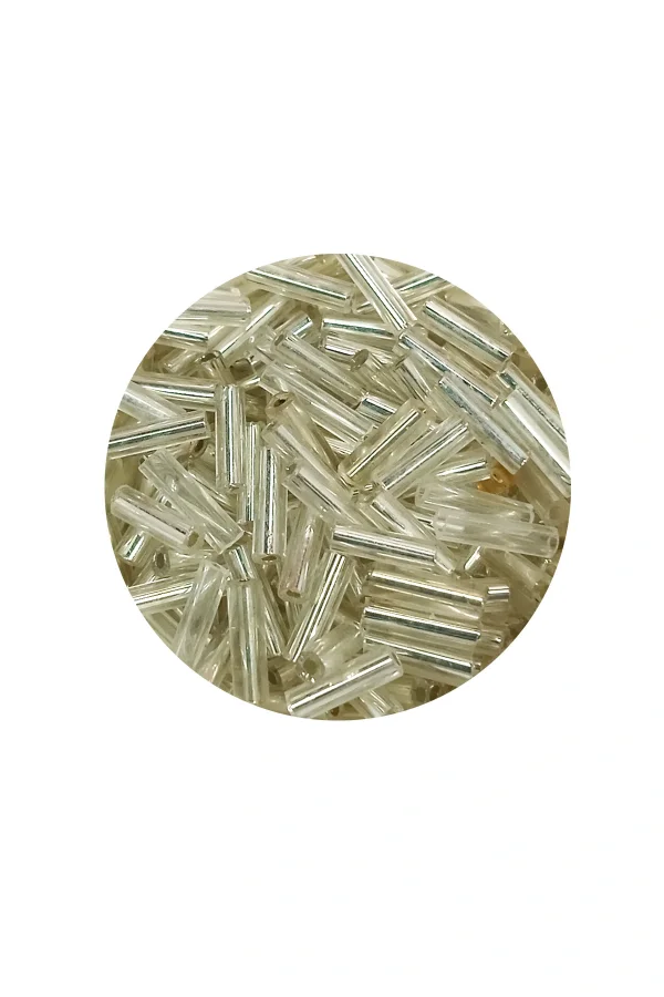 Uzun Boru Kesme Boncuk Çap 2mm Uzunluk 10 mm - 20 Gram - Gümüş - BNC232