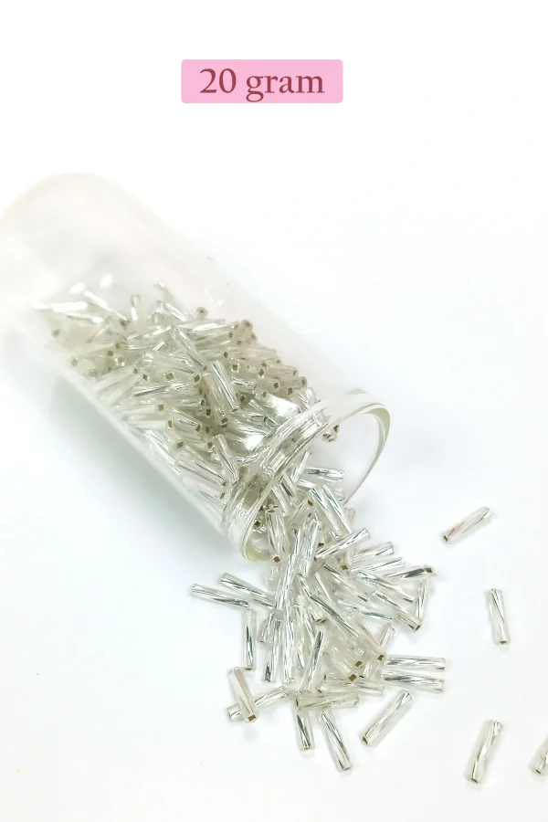 Uzun Boru Kesme Boncuk Çap 2mm Uzunluk 10 mm - 20 Gram - Parlak Gümüş - BNC257