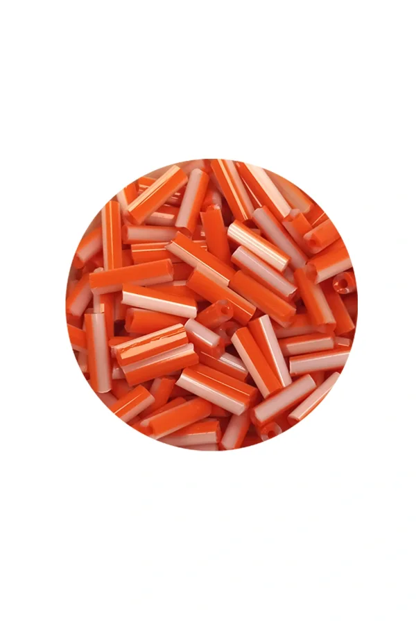 Uzun Boru Kesme Boncuk Çap 2mm Uzunluk 10 mm - 20 Gram - Turuncu Beyaz - BNC255