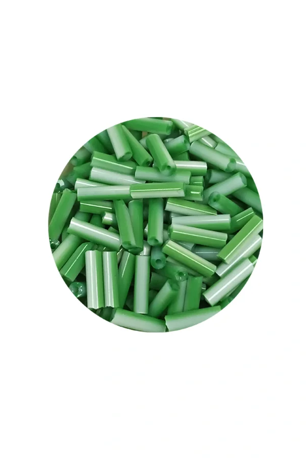 Uzun Boru Kesme Boncuk Çap 2mm Uzunluk 10 mm - 20 Gram - Yeşil Beyaz - BNC247