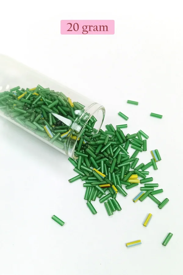 Uzun Boru Kesme Boncuk Çap 2mm Uzunluk 10 mm - 20 Gram - Yeşil - BNC256