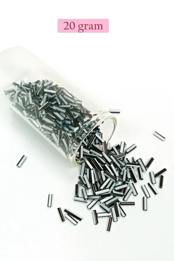 Uzun Boru Kesme Boncuk Çap 2mm Uzunluk 10 mm - 4 Renk - Toplam 80 Gram - BNC432