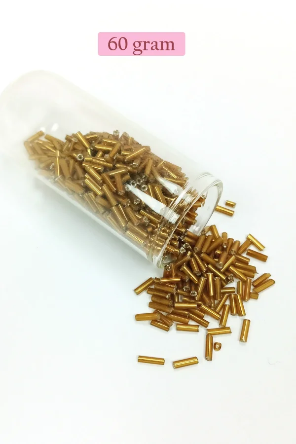 Uzun Boru Kesme Boncuk Çap 2mm Uzunluk 10 mm - 60 Gram - Altın Sarısı - BNC270