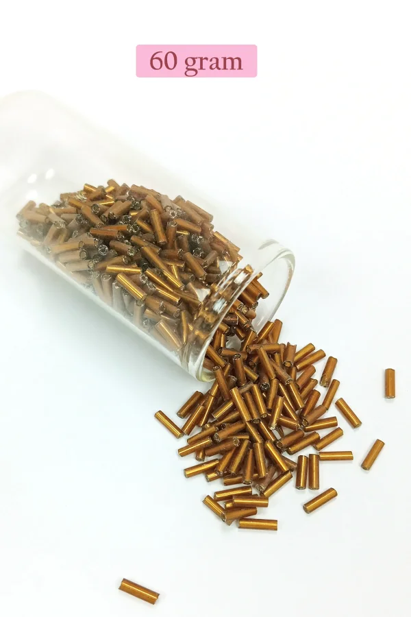Uzun Boru Kesme Boncuk Çap 2mm Uzunluk 10 mm - 60 Gram - Gold - BNC287