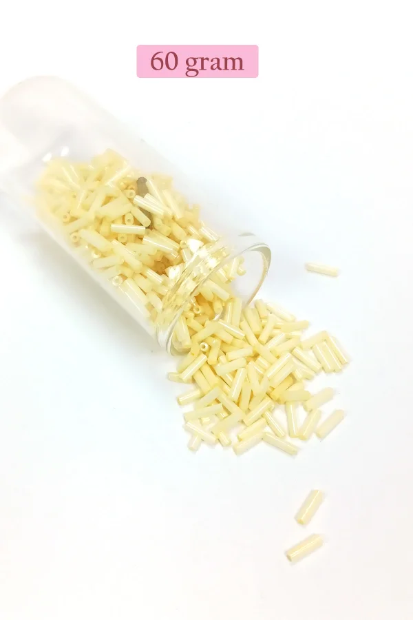 Uzun Boru Kesme Boncuk Çap 2mm Uzunluk 10 mm - 60 Gram - Krem - BNC273