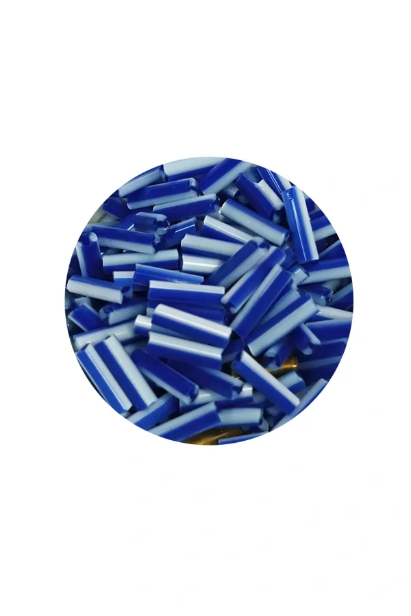 Uzun Boru Kesme Boncuk Çap 2mm Uzunluk 10 mm - 60 Gram - Mavi Beyaz - BNC275