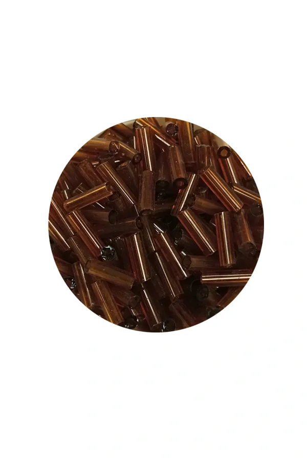 Uzun Boru Kesme Boncuk Çap 2mm Uzunluk 10 mm - 60 Gram - Şeffaf Kahverengi - BNC285
