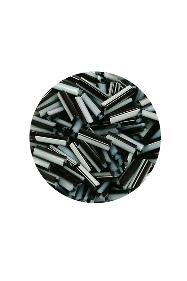 Uzun Boru Kesme Boncuk Çap 2mm Uzunluk 10 mm - 60 Gram - Siyah Beyaz - BNC290