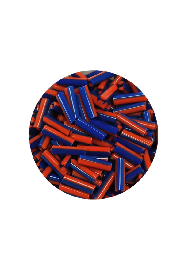 Uzun Boru Kesme Boncuk Çap 2mm Uzunluk 10 mm - 60 Gram - Turuncu Mavi - BNC277
