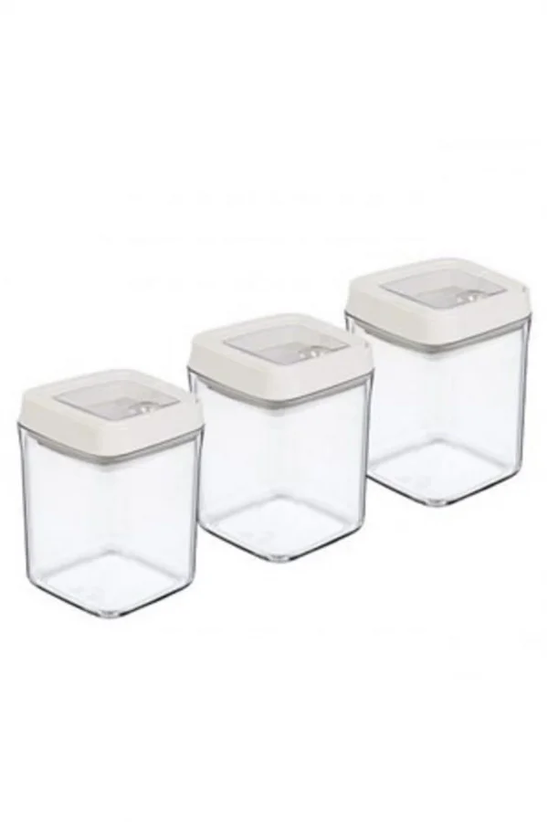 Vakumlu Erzak Kavanozu Kare 3lü Set Royaleks-OKY-234