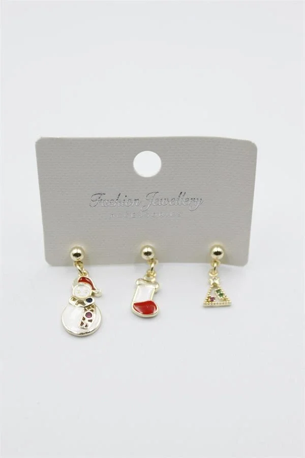 Yeni Yıl Temalı Küpe - Altın