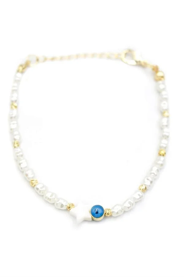 Yıldız İnci Bileklik - Beyaz