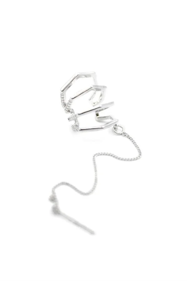 Zincir Çoklu Kıkırdak Küpe - Gümüş