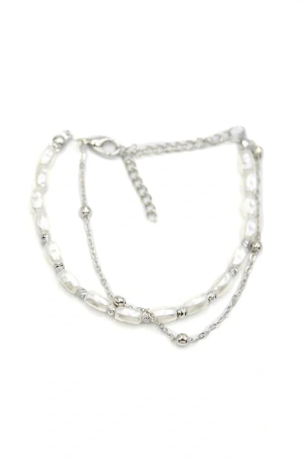 Zincirli İnci Bileklik - Gümüş