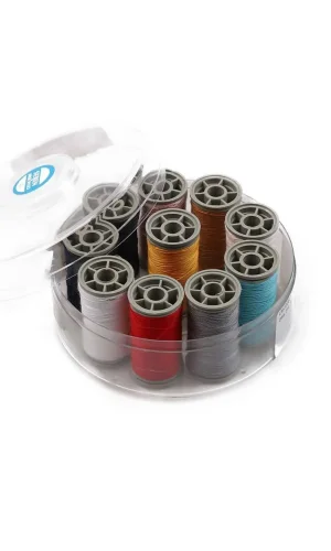 %100 Polyester Dikiş Ipliği Kaliteli 10 Adet Farklı Makara İplik Seti Zümrüt No:120