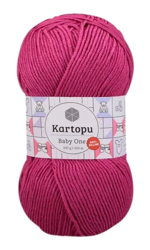1 Adet Baby One Tüylenmeyen El Örgü İpi Yünü Fuşya K245