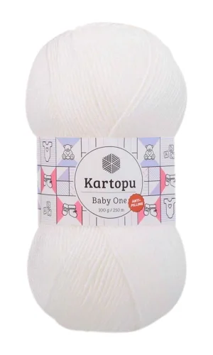 1 Adet Baby One Tüylenmeyen El Örgü İpi Yünü Kar Beyaz K010