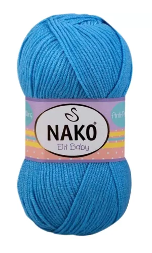 1 Adet Elite Baby El Örgü İpi Tüylenmeyen Bebek Yünü Alaska Mavisi 10119