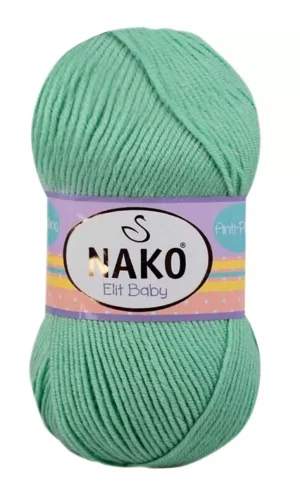 1 Adet Elite Baby El Örgü İpi Tüylenmeyen Bebek Yünü Siyam Yeşili 10001