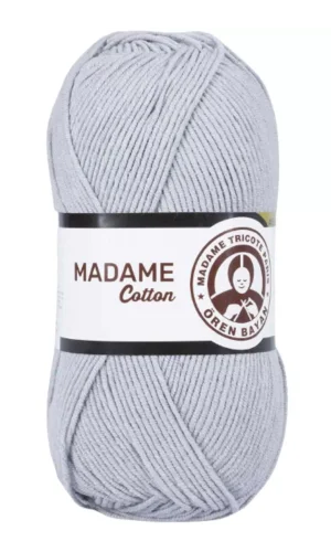 1 Adet Madame Cotton El Örgü İpi Yünü 100 gr 001 Gri