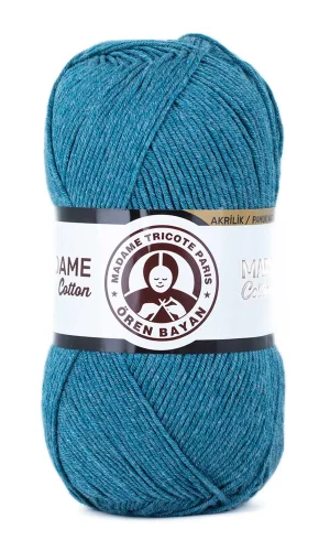 1 Adet Madame Cotton El Örgü İpi Yünü 100 gr 050 Petrol Mavi