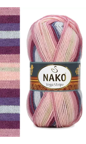 1 Adet Vega Stripe Premium Akrilik El Örgü İpi Yünü No: 82415
