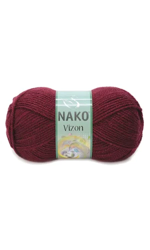 1 Adet Vizon Premium Akrilik El Örgü İpi Yünü Renk No:999 Bordo
