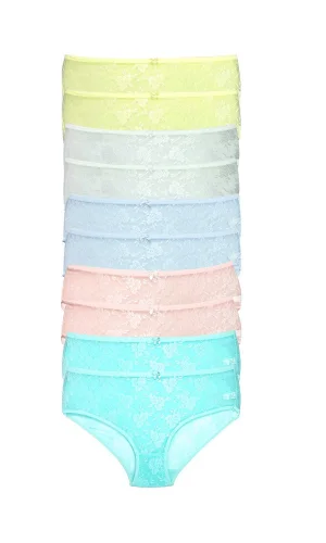 10 Adet Kadın Komple Tül Dantel Bato Külot