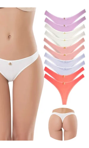 10 Adet Pamuklu Kadın Klasik Tanga Soft Renkler