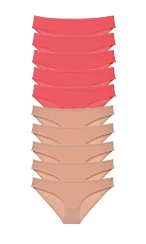 10 adet Süper Eko Set Likralı Kadın Slip Külot Fuşya Ten