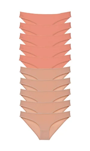 10 adet Süper Eko Set Likralı Kadın Slip Külot Pudra Ten