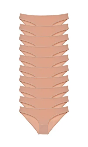 10 adet Süper Eko Set Likralı Kadın Slip Külot Ten