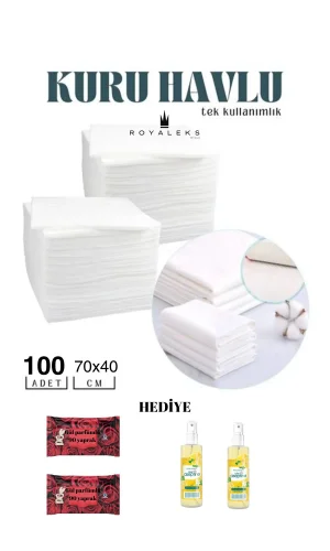 100 Adet Tek Kullanımlık Havlu Hasta Bakım Bebek Bakım Manikür Pedikür Havlusu HEDİYELİ