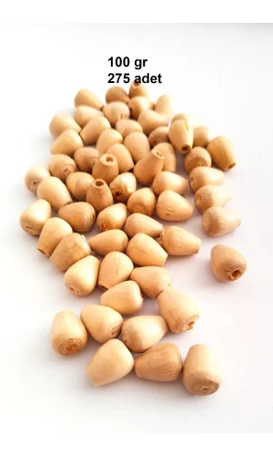 100 Gr (275 Adet) Ahşap Boncuk 12 mm boy x 10 mm en Doğal Ahşap Makrome El İşi Çanta