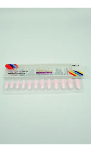 12 Adet Badem Tırnak Tak Ve Çık Kendinden Yapışkanlı Takma Tırnak Pembe