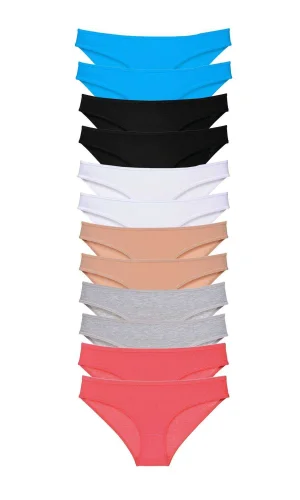 12 adet Eko Set Likralı Kadın Slip Külot Çok Renkli 6