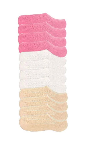 12 Adet Kadın Sneaker Dantelli File Pamuklu Yumuşak Çorap