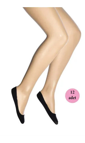 12 Adet Mikro Babet Kadın Çorap Siyah 500