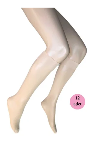 12 Adet Parlak Dizaltı Kadın Çorap 15 Denye Ten 57