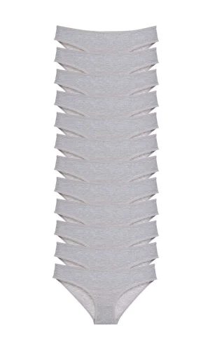 12 adet Süper Eko Set Likralı Kadın Slip Külot Gri