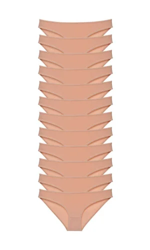 12 adet Süper Eko Set Likralı Kadın Slip Külot Ten