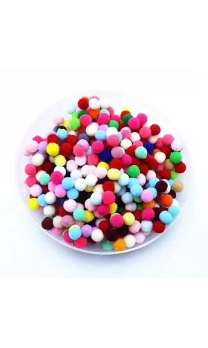 12mm Renkli Karışık Yumuşak Ponpon Peluş 200 Adet